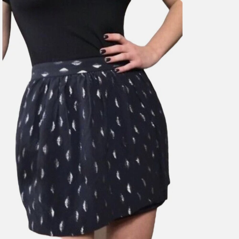 Club Monaco Silk Metallic Leaf Mini Skirt